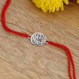 GIVA 92.5 Sterling Silver Oxidized Ganesha Thread Rakhi with Roli Chawal-image-8