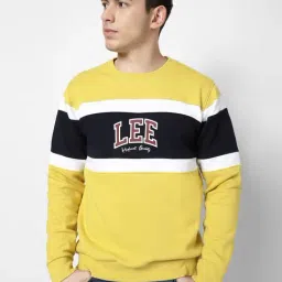 Lee Mustard & Navy Slim Fit Colour Block SweatShirt-image-81