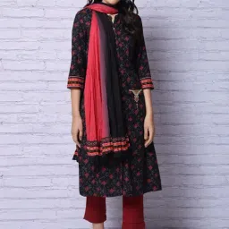 Rangriti Red & Black Cotton Ombre Pattern Dupatta-picture-22