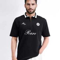 Rare Rabbit Black Relaxed Fit Embroidered Polo T-Shirt-picture-13