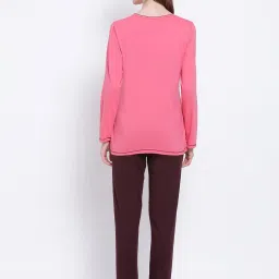 Kanvin Pink & Brown Printed Top With Pyjamas image 2