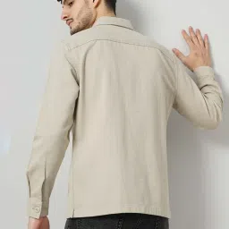 celio celio* Beige Regular Fit Cotton Oversized Shirt image 2