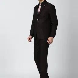 Van Heusen Brown Slim Fit Self Pattern Three Piece Suit image 3