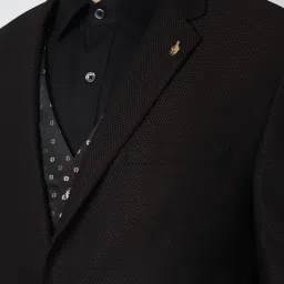Van Heusen Brown Slim Fit Self Pattern Three Piece Suit image 4