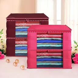 Kuber Industries Maroon & Pink 4 Pieces Drawer Organisers-picture-29