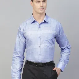 ManQ Blue Regular Fit Checks Shirt-picture-19