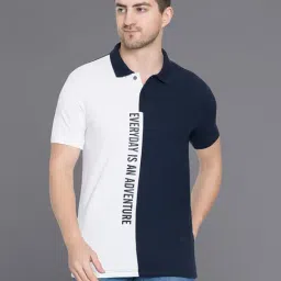 Club York Navy & White Regular Fit Colour-Block T-Shirt-picture-42