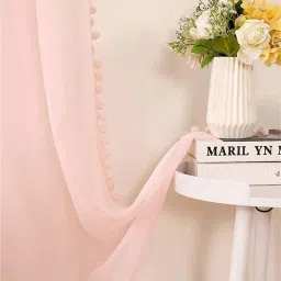 Urban Space Pink Polyester 7 Ft. Door Curtain With Rod Pocket - Set of 2 image 4