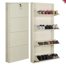 Delite Kom Powder Coated Ivory Wall Mounted Metal Shoe Rack ( 4 Shelves DIY) image 2