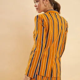 KASSUALLY Navy & Mustard Striped Blazer image 2