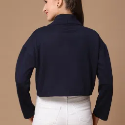 KASSUALLY Navy Cotton Relaxed Fit Crop Sweatshirt image 2
