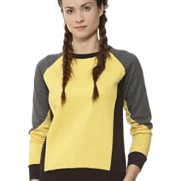 Campus Sutra Yellow & Grey Textured Sweatshirt image 1
