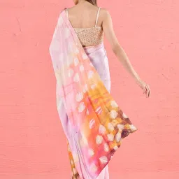 navyasa by liva Lilac Printed Saree With Unstitched Blouse image 2