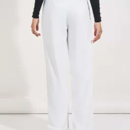 Styli White Cotton Plain Trousers image 2