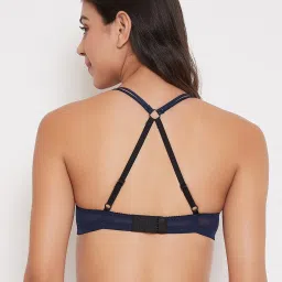 Clovia Blue & White Non Wired Padded T Shirt Bra image 2