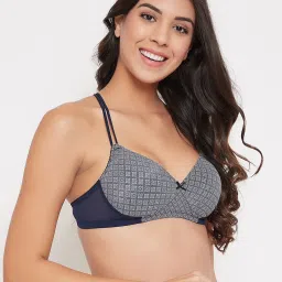 Clovia Blue & White Non Wired Padded T Shirt Bra image 3