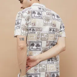 Code by Lifestyle Beige Cotton Regular Fit Printed Shirt image 2