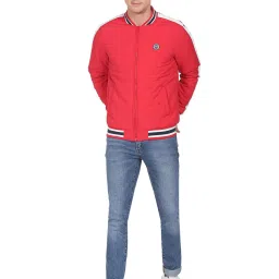 U.S. Polo Assn. Red Regular Fit Striped Bomber Jacket image 5