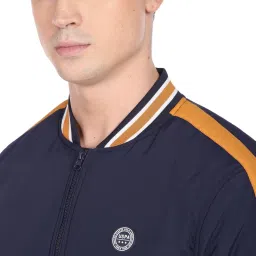 U.S. Polo Assn. Navy Blue Regular Fit Striped Bomber Jacket image 4