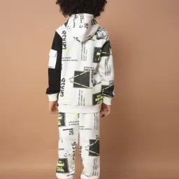 Crimsoune Club Boys White Cotton Blend Printed Co-Ord Set image 2