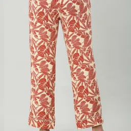 Mustard Multicolor Rayon Printed Regular Fit Mid Rise Pants image 2