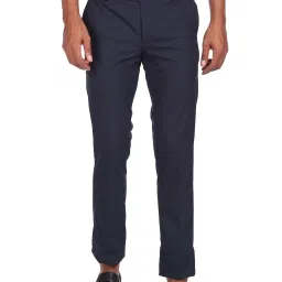 Arrow Blue Regular Fit Flat Front Trousers image 1