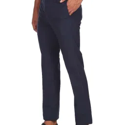 Arrow Blue Regular Fit Flat Front Trousers image 3