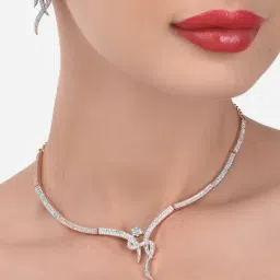 Zaveri Pearls Rose Gold Dazzling Cubic Zirconia Necklace & Earring Set-ZPFK15250-picture-38