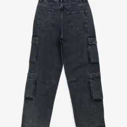 Y&F Kids by Westside Charcoal Cargo-Style High-Rise Jeans image 2