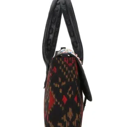 Spice Art Black Leather Medium Printed Handbag image 3