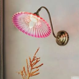 FOS LIGHTING Modern Industrial Pink Ribbed Glass Adjustable Gooseneck Wall Sconce-picture-34