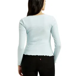 Levi's Light Blue Cotton Slim Fit Self Pattern Top image 2