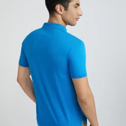 Park Avenue Blue Slim Fit Printed Polo T-Shirt image 2