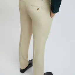 Raymond Beige Slim Fit Flat Front Trousers image 2