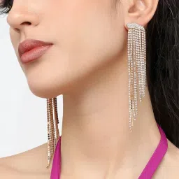 Sohi Silver Plated Designer Stone Party Dangler Earrings image 2