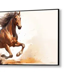 Nestroots Brown Canvas Majestic Horse Galloping Through Dust Wall Painting - Black Floating Frame image 3