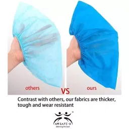 AM SAFE-X Standard Size Blue Color Fabric Disposable Shoes Covers (Pack of 100) image 4