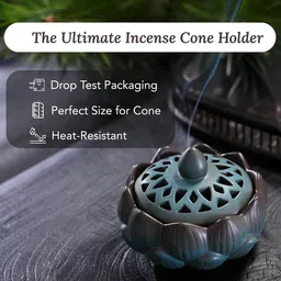 Ekhasa Green & Brown Ceramic Heat Resistant Dhoop Dani Loban Burner Holder Stand For Home image 2