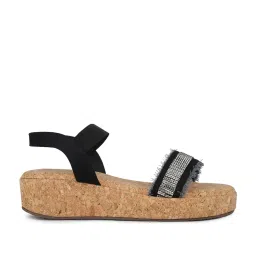 Inc.5 Women's Black Ankle Strap Wedges image 2