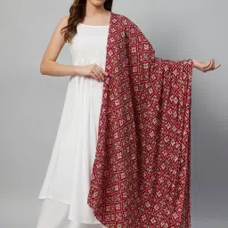 Inweave Maroon Printed Dupatta image 1