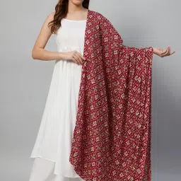 Inweave Maroon Printed Dupatta image 4