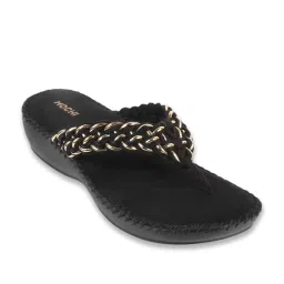 Mochi Women's Black Thong Wedges image 2