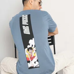 celio celio* Teal Blue Regular Fit Graphic Print Cotton Crew T-Shirt image 2