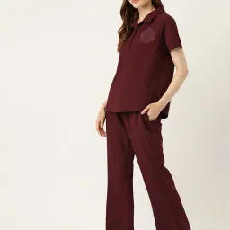 LILL Wine Embroidered T-Shirt With Pants image 3