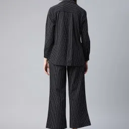 Cottinfab Black Striped Shirt With Trousers image 2