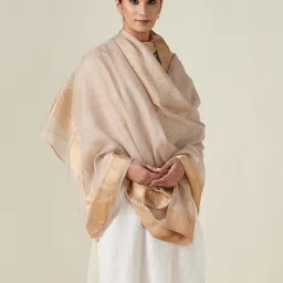 Fabindia Beige Embroidered Dupatta image 2
