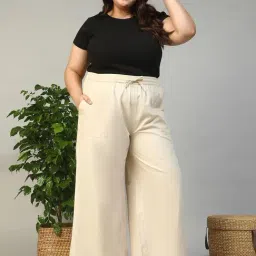 Oxolloxo Beige Relaxed Fit Solid Pants image 4