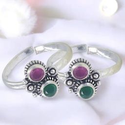 Taraash 925 Sterling Silver Ethnic Oxidized Toe Rings for Women-picture-36