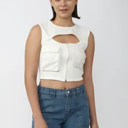 Forever 21 White Regular Fit Crop Top image 1