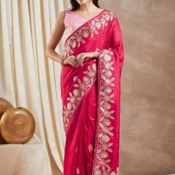 Saree Mall Pink Silk Embroidered Saree With Unstitched Blouse-picture-28